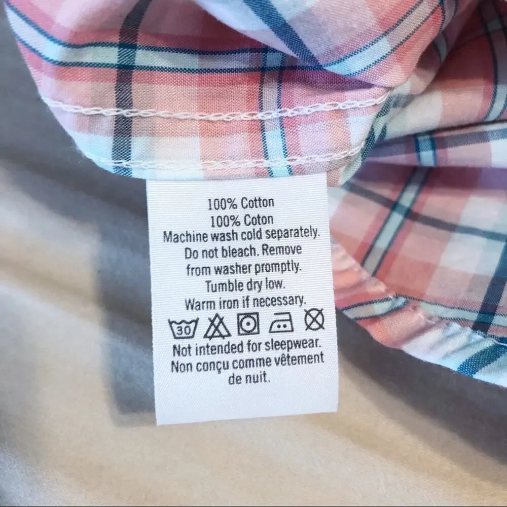 Janie and Jack Toddler Boys Size 2T Salmon Plaid Cotton Button Down Shirt